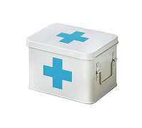 First Aid Kit 8.46 Inch Box Medical Household Medicine Metal Storage Kits(White)