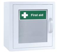 First Aid Kit Cabinet Indoor Unlocked with Alarm White (Empty Cabinet)
