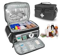 First Aid Kit, First Aid Storage Carry Bag, Pill Bottle Organizer for Emergency Trauma Medical Kits Supplies Waterproof, Ideal for Home, Office, Car, Travel, Outdoor, Camping, Hiking (Black)
