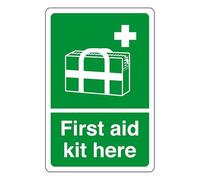 First aid kit here - safety sign - AED sign, first aid stickers, first aid kit - High tack self-adhesive sticker (150mm x 100mm) Viewing Distance within 3m.