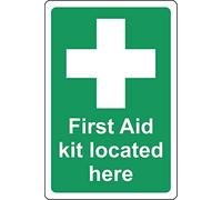 First aid kit located here Safety sign - 1mm Plastic sign (200mm x 150mm)