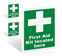 First Aid Kit Located Here Signs, 3 Pack, 200x150mm Vinyl Safety Stickers
