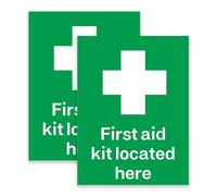 First Aid Kit Located Here Sticker, Joyfulmap 2 pcs First Aid Kit Safety Lables - Signs of Waterproof Safety Self - Adhesive First Aid Sticker, 20x15cm