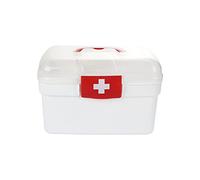 First Aid Kit Medical Box First Aid Box Container Box Portable Plastic Storage Box Family First Aid Kit Medicine Box 8.26 inches First Aid Kits(B red)