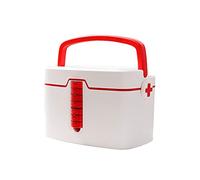 First Aid Kit Medical Box Portable Plastic Storage Household Medicine with 7 Small Pill Boxes Kits(B)