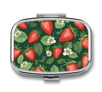 First Aid Kit - Ockable Medication Storage Box, Fresh Strawberries and Leaves Printed Cute and Lightweight Pill Box Household Daily Medicine Cabinet