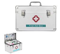 First aid kit， Portable First Aid Kit,Camping Emergency,Contain Removable Tray Multi-Functional Family Box with Handle(10in)