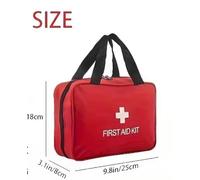First Aid Kit Professional, Emergency Medical Supplies for Outdoor Activities, Large Red Bag with Reflective Strips, 25 x 18 cm