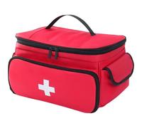 First Aid Kit, Red Hiking Backpack Medical Bag with Cross Symbol, Compact Empty Storage for Family Emergencies, Travel Medicine Box with Extra Pockets