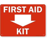 "First Aid Kit" Sign with Down Arrow by SmartSign | 10" x 14" Plastic