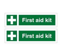 First Aid Kit Signs, Self-Adhesive Vinyl Stickers, 15cm x 4cm, Pack of 2