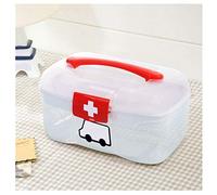 First Aid Kit Small Medical Box, Medicine Box, Medicine Storage Box, Children's First Aid Kit, Red Handle, Detachable Tray, Transparent First Aid Kits