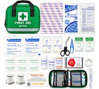 First Aid Kits, 90-93 Pieces Home First Aid Emergency Kit | Includes Lightweight Refill Reflective Bag with Eyewash, Ice Packs, Emergency Blanket for Travel, Home, Office & Outdoor
