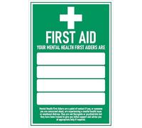 First aid, mental aid sign with space for writing - Self adhesive sticker (300mm x 200mm)