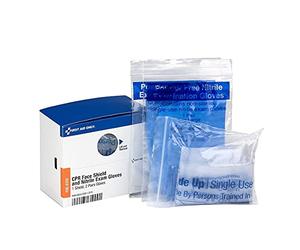 First Aid Only SmartCompliance CPR Face Shield & Nitrile Gloves, 1 Shield, 2 Pairs of Gloves per Box
