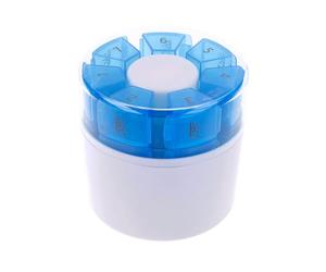 First Aid Only Tablet Box 7 Days | Medication Box with 4 compartments for Morning, noon, Evening, Night | Compact Pill Box for on The go with Pill Divider and Mortar | P-10000