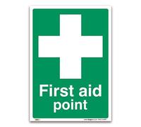 First Aid Point Sign - A3 1mm Rigid Plastic - First Aid Emergency Safety - Workplace Emergency Health & Safety Signage - Office Warehouse