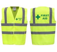 First Aid Premium Yellow Hi Vis Vest - High Visibility Safety Waistcoat with Reflective Bands for Company Compliance First Aid & Medical Staff, Brook Hi Vis (Yellow, Medium)