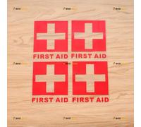 First Aid Red Cross Sign Symbol Sticker Decal Vinyl Emergency - 4 Pack Red 10.2cm - No Background Die-Cut
