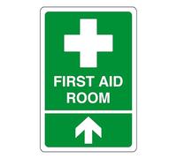 First aid room arrow up - safety sign - AED sign, first aid stickers, first aid kit - High tack self-adhesive sticker (300mm x 200mm) Viewing Distance within 7m.