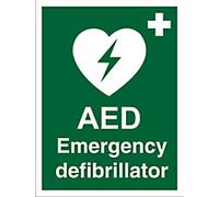 First Aid Sign AED Emergency Defibrillator Adhesive Vinyl 30 x 20 cm