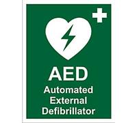 First Aid Sign AED External Adhesive Vinyl 30 x 20 cm