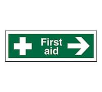 Seco First Aid - First Aid Cross, First Aid, Arrow Pointing Right Sign, 450mm x 150mm - 1mm Semi Rigid Plastic