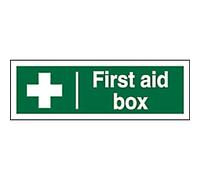 Seco First Aid Box Sign, 300mm x 100mm - 1mm Semi Rigid Plastic, White
