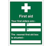 First Aid Sign First Aider Adhesive Vinyl 30 x 20 cm