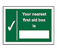Seco Nearest First Aid Box Self Adhesive Vinyl Sign 200x150mm - SP075SAV-200X150