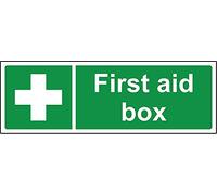 First aid signs First aid box safety sign - 1.2mm Rigid plastic 300mm x 100mm