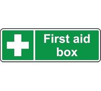 First aid Signs First aid Box Safety Sign - Self Adhesive Sticker 150mm x50mm Case (Pack of 10)
