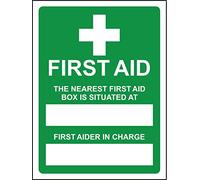 First aid signs First aid the nearest first aid box is situated at safety sign - 1.2mm rigid plastic 200mm x 150mm