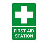 First aid station - safety sign - AED sign, first aid stickers, first aid kit - 1.2mm Rigid plastic for indoor/outdoor usage (300mm x 200mm) Viewing Distance within 7m.