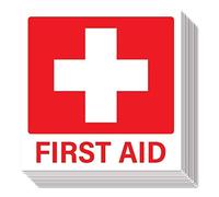 First Aid Stickers 10-Pack | Square 5.5-inch by Sutter Signs