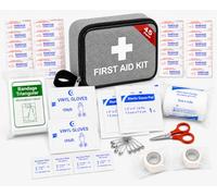 First Aid Travel Kit, Compact 45 Piece Holiday Travel Essentials, Camping, Car, University, Home, Emergency, Water Resistant Case, Lightweight, Space Saving