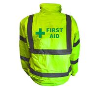 First Aid Yellow Hi Vis Bomber Jacket Reflective, Waterproof, Medical, Conforms to EN20471 Class 3, High Visibility, By Brook Hi Vis, XLarge
