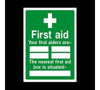 First Aid - Your first aiders are Sticker/Self Adhesive Sign - Emergency first aid (FAID25)