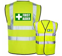 First Aider Boxed Pre Printed Yellow Hi Vis Viz Reflective Safety Vest Waistcoat, Reflective High Visibility, supplied by Simply Hi Vis Clothing UK