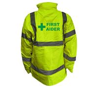 First Aider Yellow Hi Vis Parka Jacket Reflective, Waterproof, Medical, Conforms to EN20471 Class 3, High Visibility, By Brook Hi Vis, XLarge