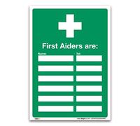 First Aiders Are Sign - Update Sign - 1mm Rigid Plastic - First Aid Emergency Safety (A5-210 x 148mm)