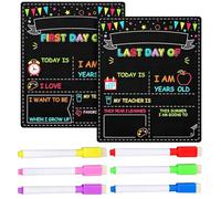 First and Last Day of School Board Chalkboard Signs, Double-Sided Reusable Chalkboard Sign for Kids, of School Chalkboards with Watercolor Markers & Eraser, for Kid Preschool Kindergarten