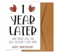 First Anniversary Card, Paper Happy Anniversary Card 1st Wedding Year Later Card with Envelope Happy One Year Card One Year for Girlfriend Boyfriend Wife Husband