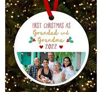 First as Grandad Grandma Photo Personalised Christmas Tree Ornament Decoration