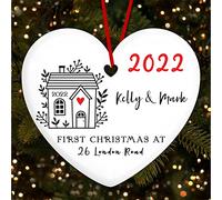 First at New Home Heart Bauble Personalised Christmas Tree Ornament Decoration