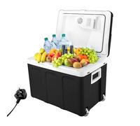 First Austria 45L Electric Cool Box with Wheels - Trolley Function - 12V/230V for Car & Mains - Cooling & Warming - Quiet Thermoelectric System - Black