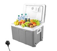First Austria 45L Electric Cool Box with Wheels - Trolley Function - 12V/230V for Car & Mains - Cooling & Warming - Quiet Thermoelectric System - Grey/White