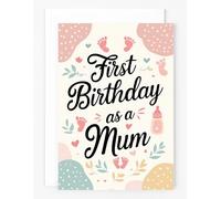 First Birthday as a Mum Card, New Mother Celebration Card, Pink and Mint Design