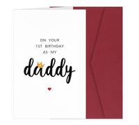 First Birthday As My Daddy Card, New Dad Birthday Greeting Card with Envelope Delicate 1st Birthday As My Daddy Card from Baby Boy Girl Son Daughter Gift for Father