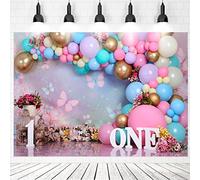 First Birthday Backdrop for Girl 1st One Year Old First Birthday Cake Smash Decor Backdrop Photo Studio Photography Background Photoshoot(7x5ft)